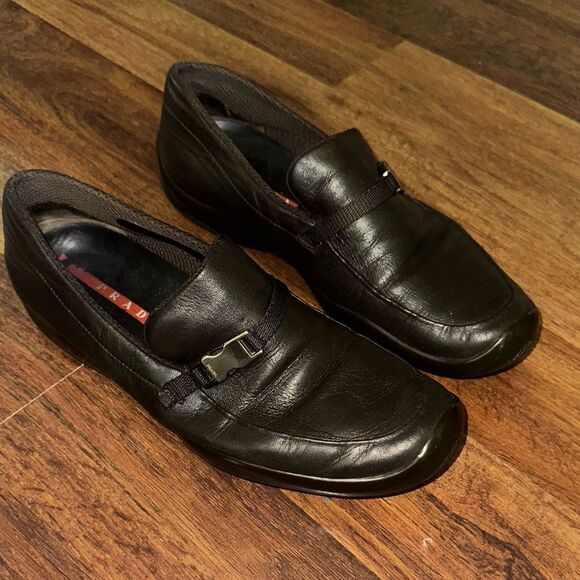 Prada Men's Black Leather Loafers - Picture 3 of 14